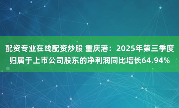 配资专业在线配资炒股 重庆港：2025年第三季度归属于上市公司股东的净利润同比增长64.94%
